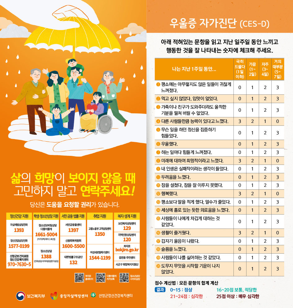 자살 고위험기간(3월~5월) 산청군 정신건강복지센터 안내 홍보 1